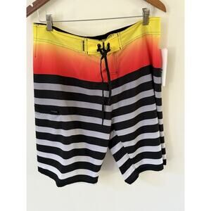 Island Daze Mens Size 34 Board Shorts Striped Swim Trunks Featherlight Stretch